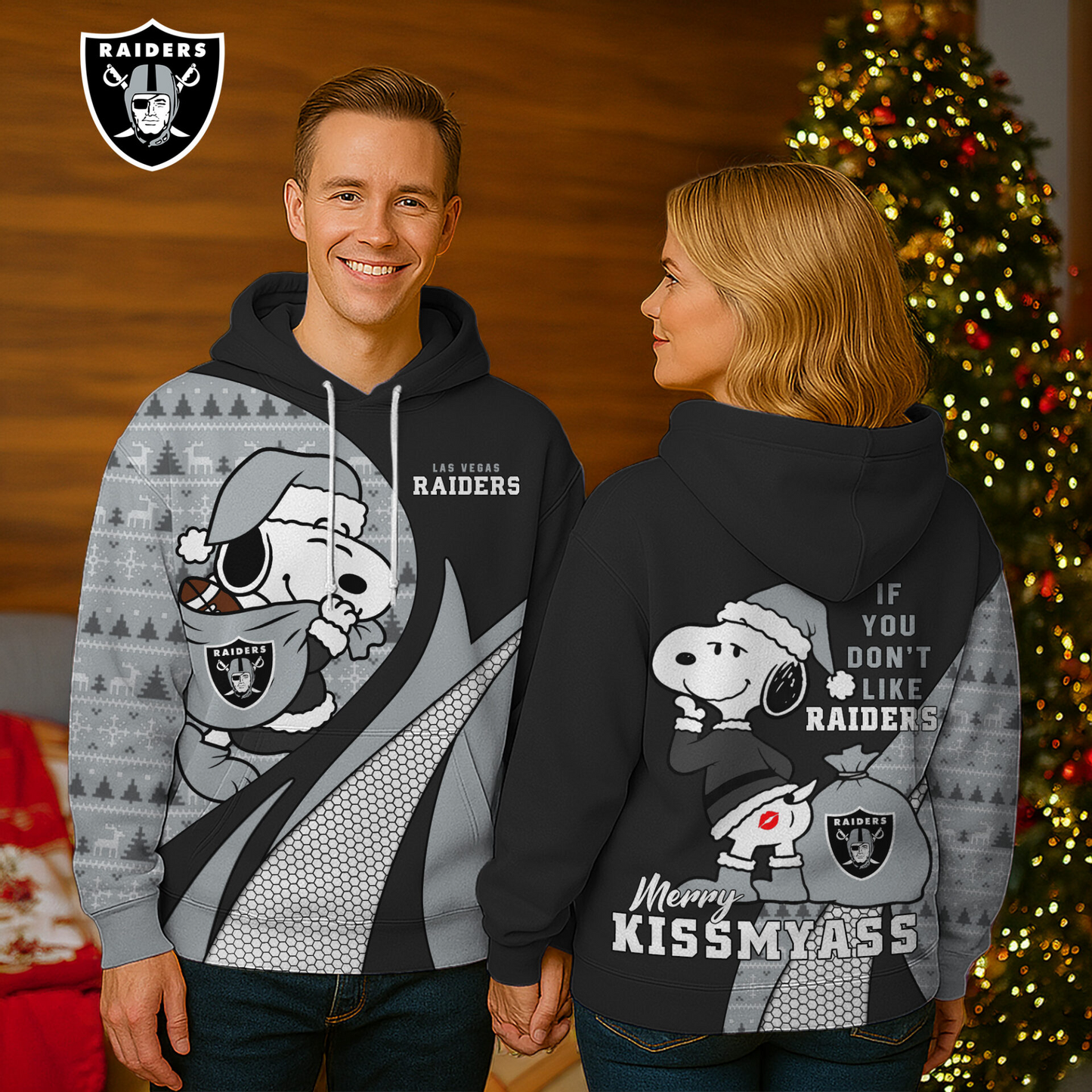LVR Premium NFL Funny Christmas Snoopy 3D Hoodie DDT NTL