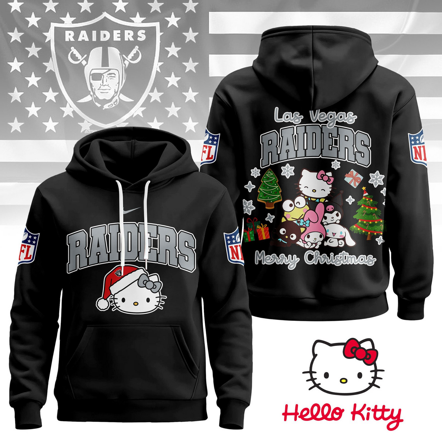 LVR Premium NFL Hello Kitty Christmas 3D Hoodie DDT CTND