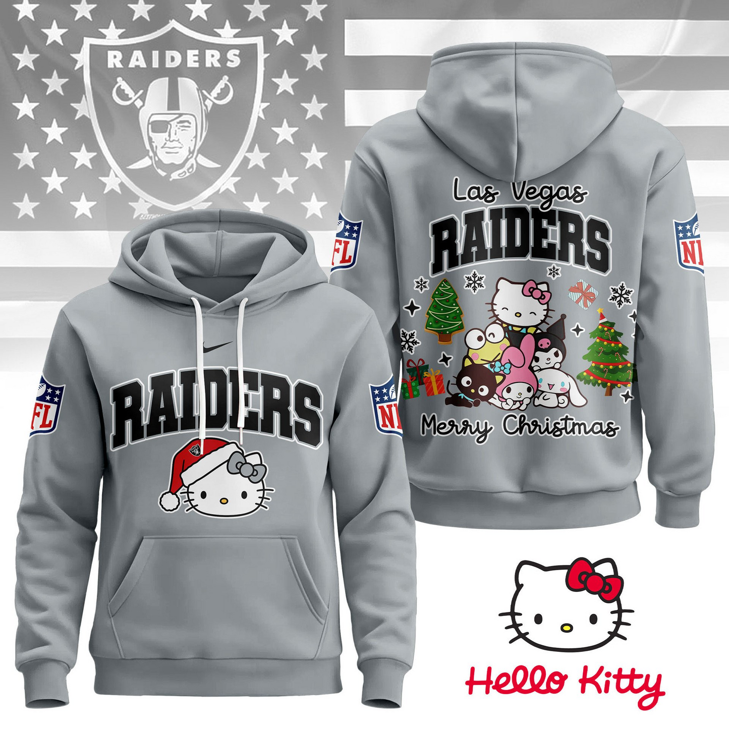 LVR Premium NFL Hello Kitty Christmas 3D Hoodie DDT CTND