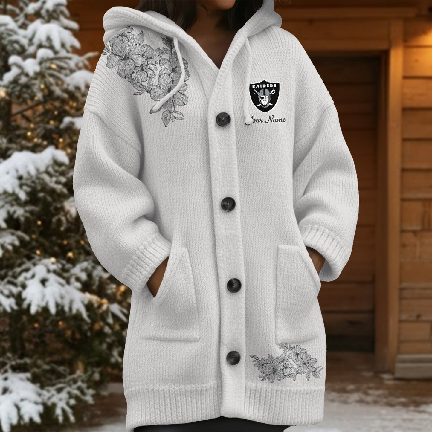 LVR x NFL Women's Casual Knitted Hooded Cardigan DATND TANTD 211125