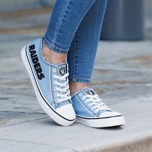 Las Vegas Raiders Womens Denim Low Top Canvas Shoes NDD