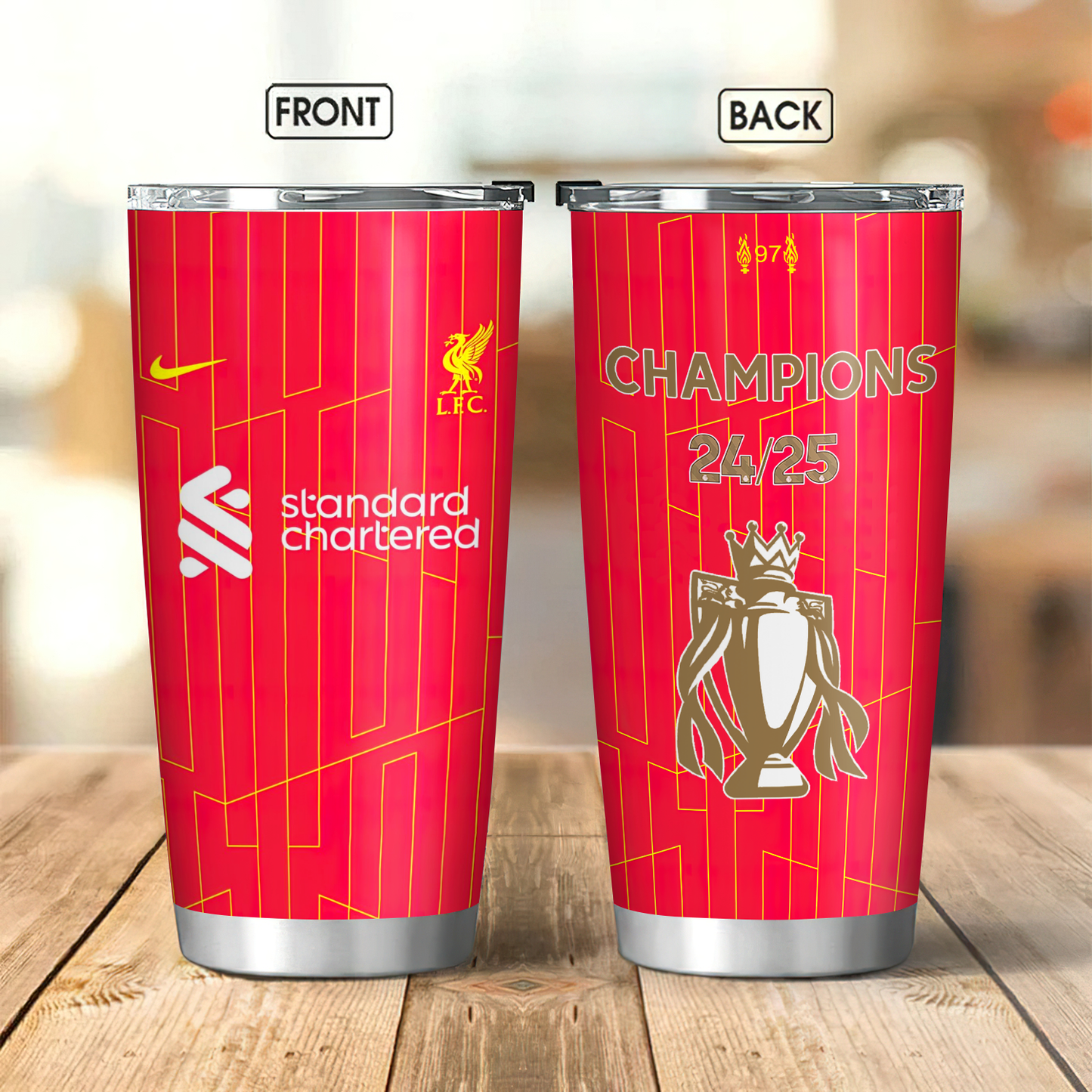 Liverpool FC Champions Premier League 20th 2025 Tumbler V4 DDTTTV