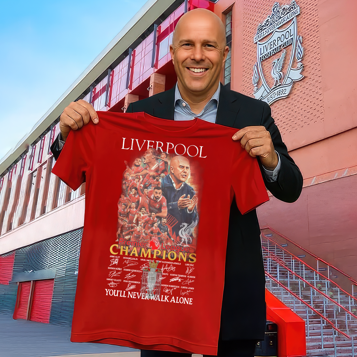 Liverpool FC Premier League Champions 2025 V12 Shirt DDTCTND