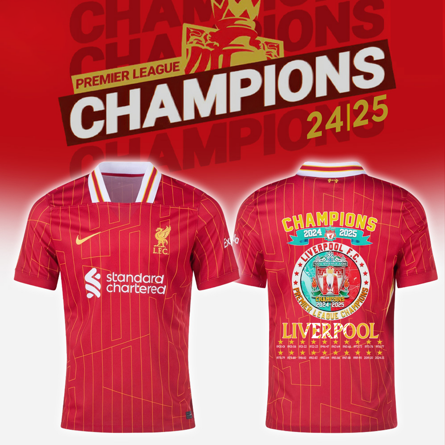 Liverpool Premier League Champions 2024-25 Season Jersey V3 NDD