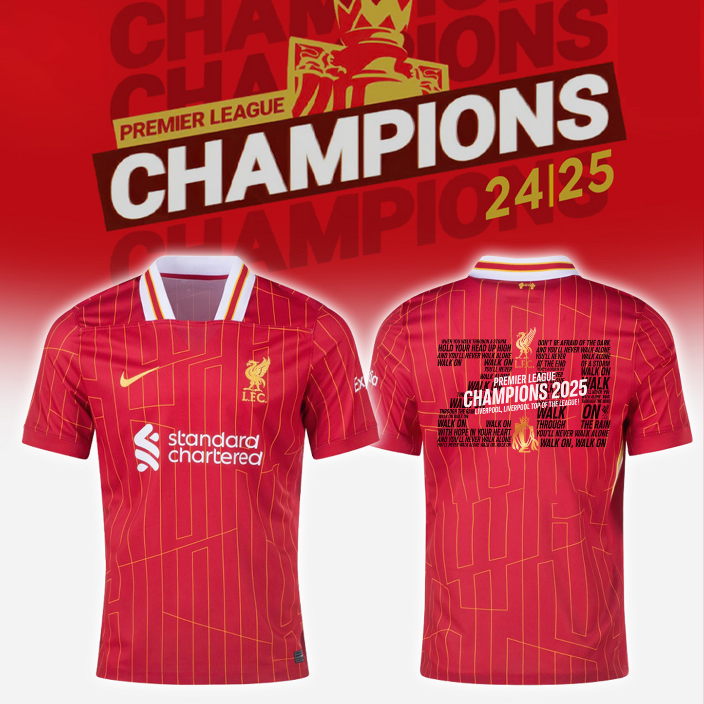 Liverpool Premier League Champions 2024-25 Season Tshirt V14 NDD