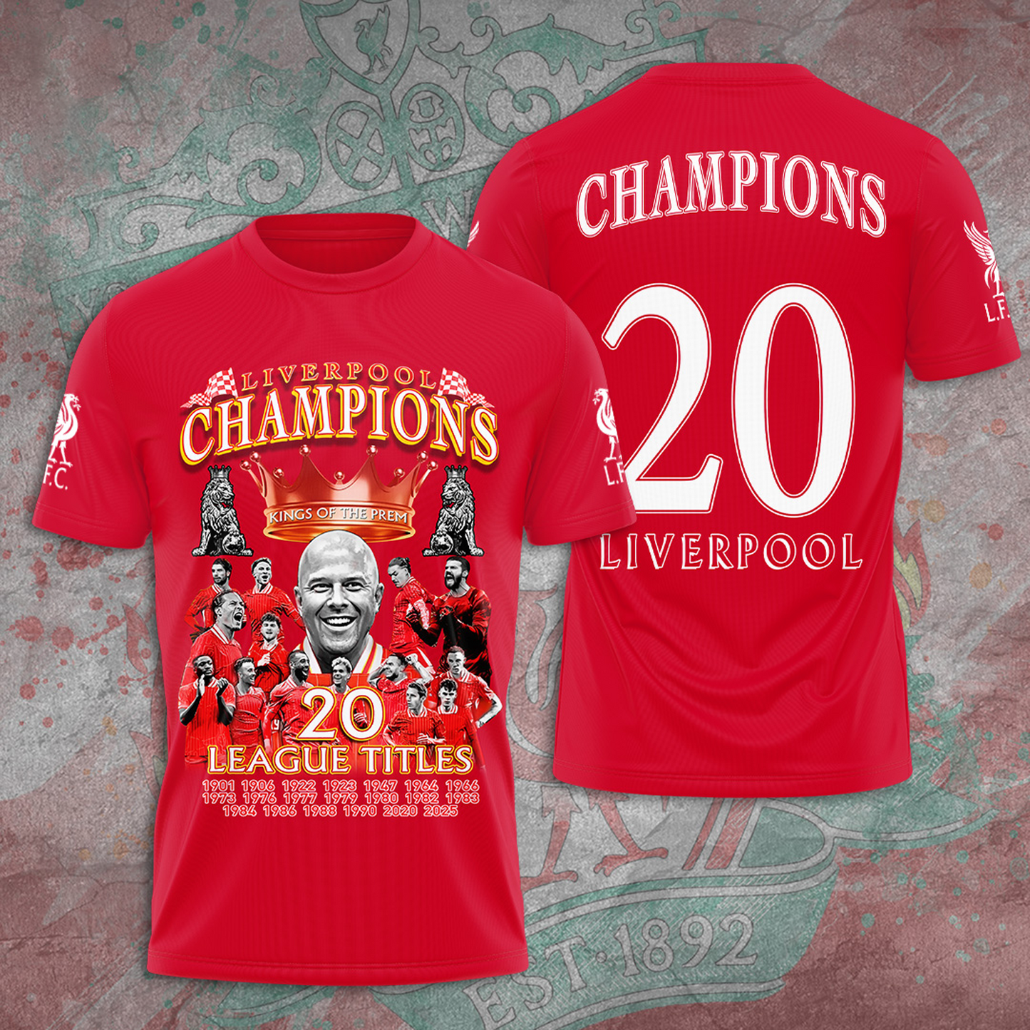Liverpool Premier League Champions 2024-25 Season Tshirt V4 NDD