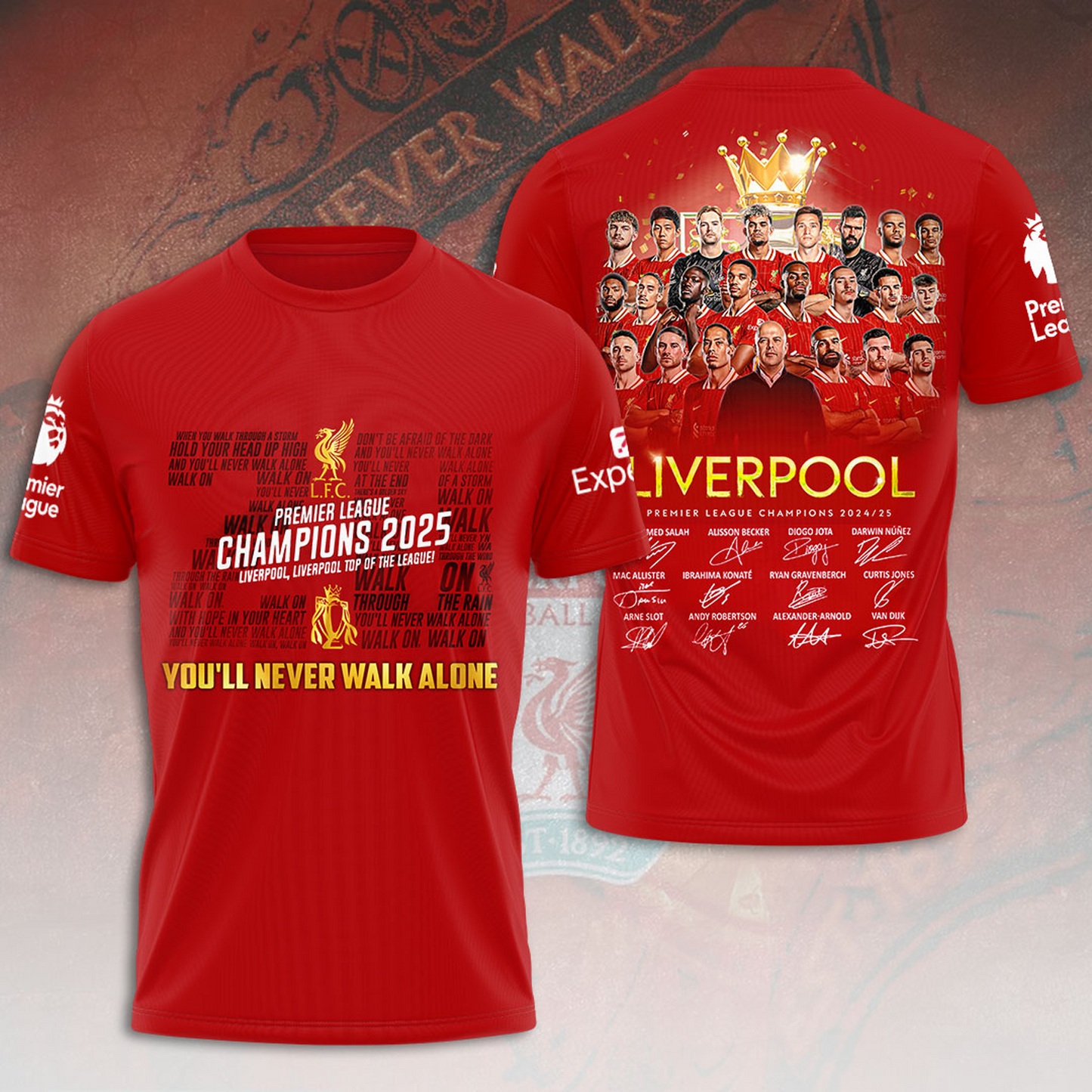 Liverpool Premier League Champions 2024-25 Season Tshirt V7 NDD
