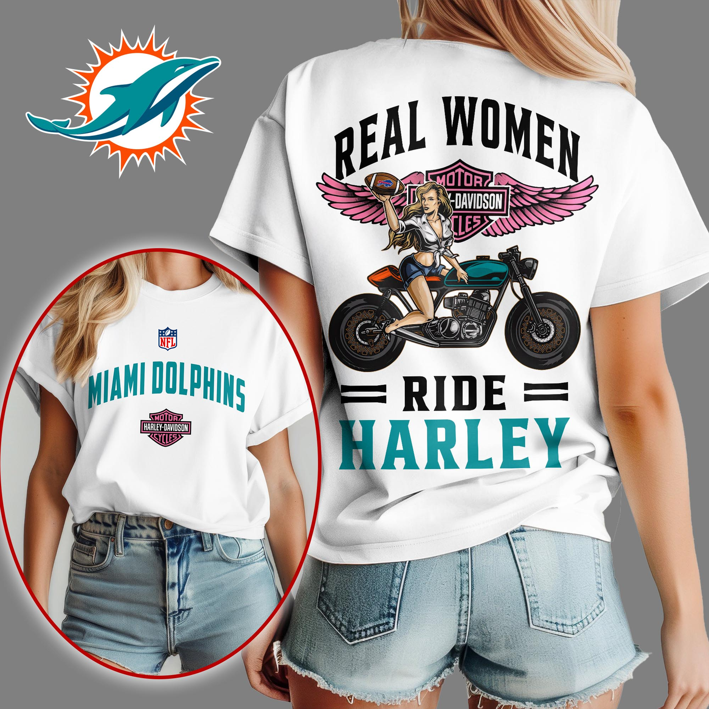 MD Premium NFL Real Women Ride Harley 3D Shirt DDT CTND