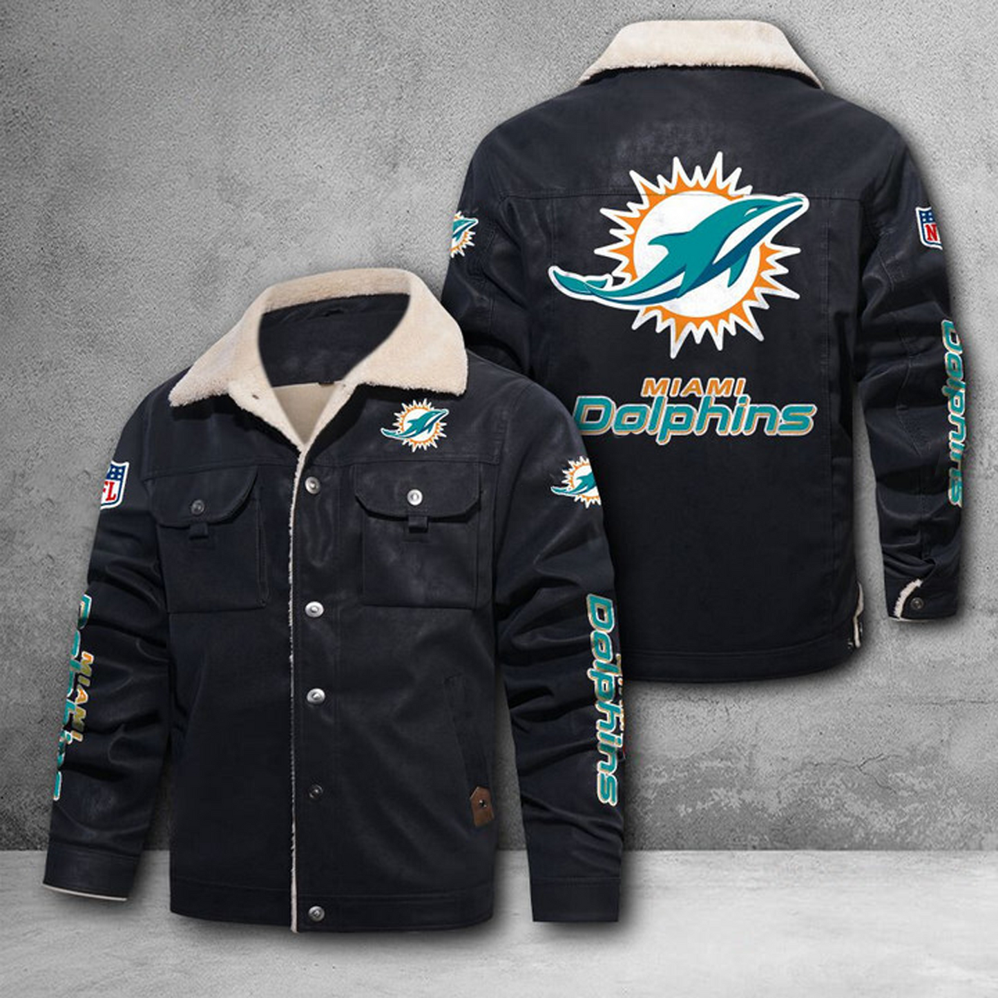 MIA X NFL LEATHER JACKET DATND THUONGNH