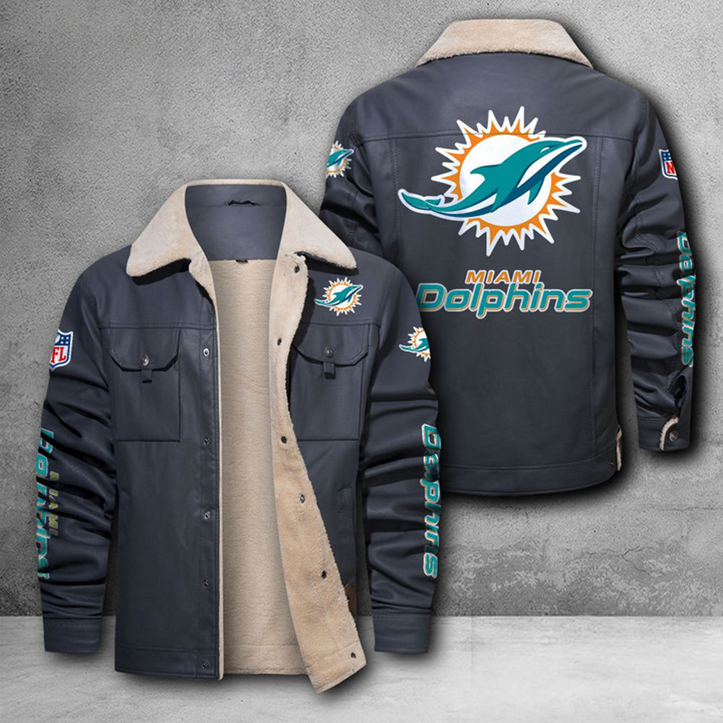 MIA X NFL LEATHER JACKET DATND THUONGNH