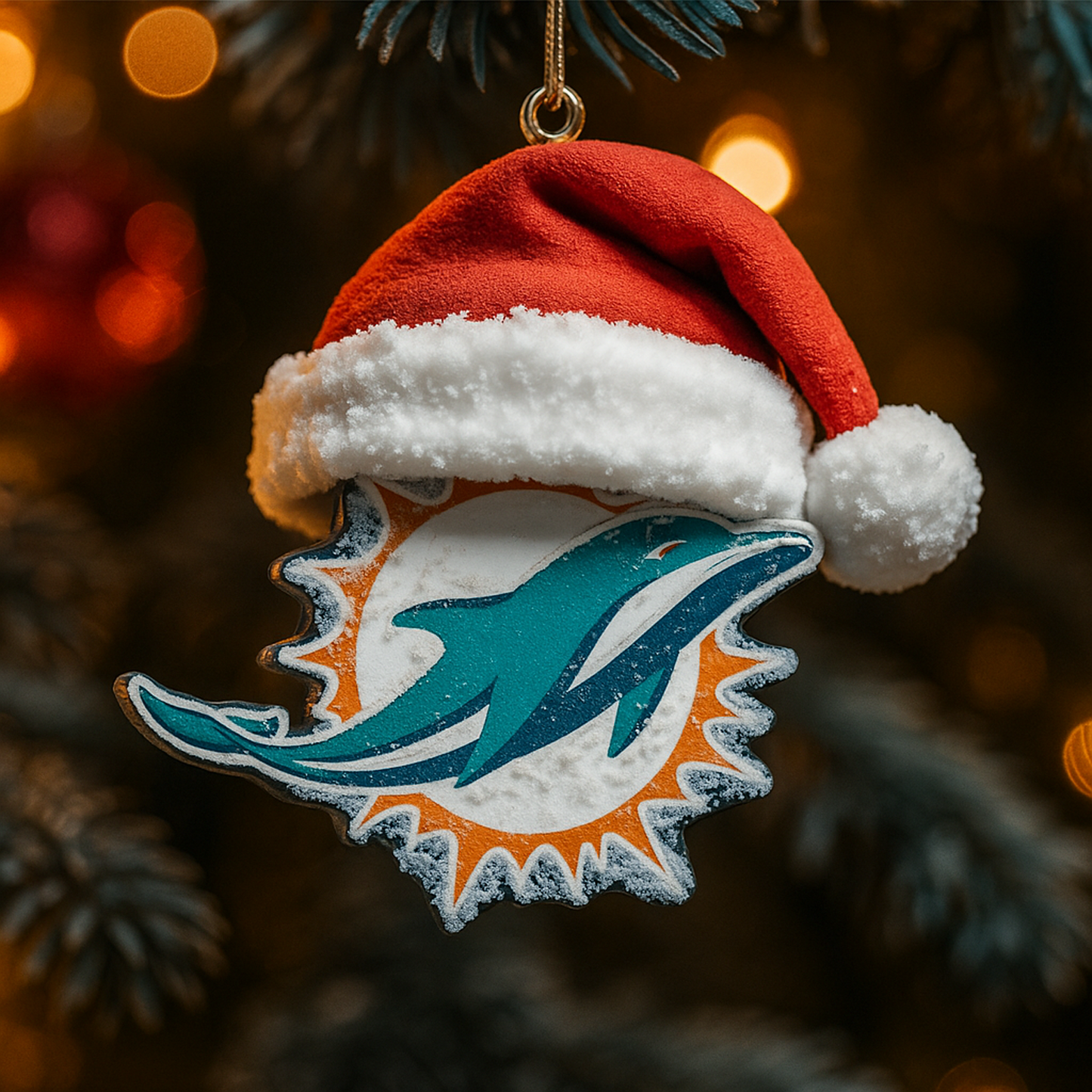 MIA x NFL Santa Hat Christmas Ornament 0811 DatND DVT