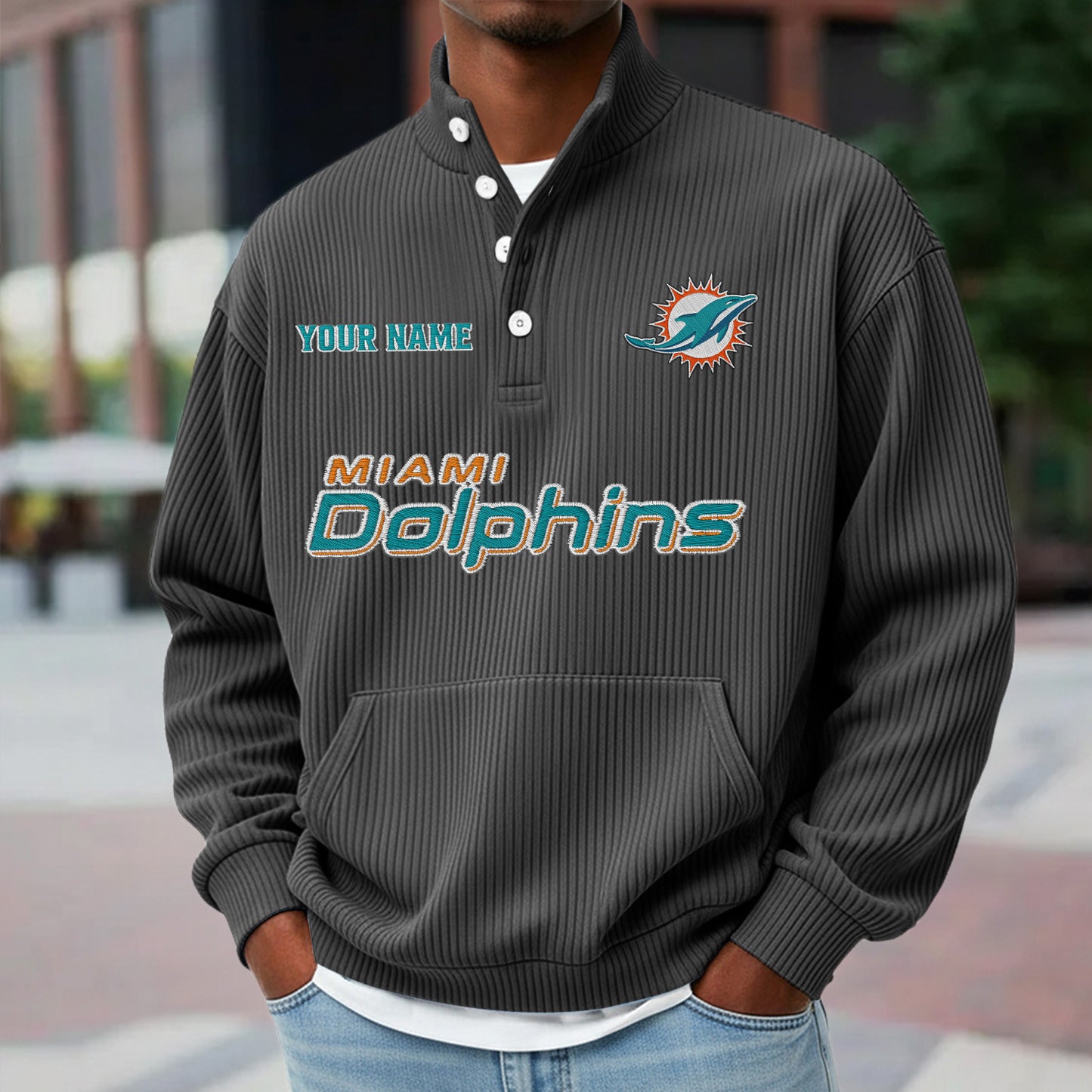 MIA x NFL Waffle High Neck Long Sleeved Sweatshirt DATND TANTD 221125