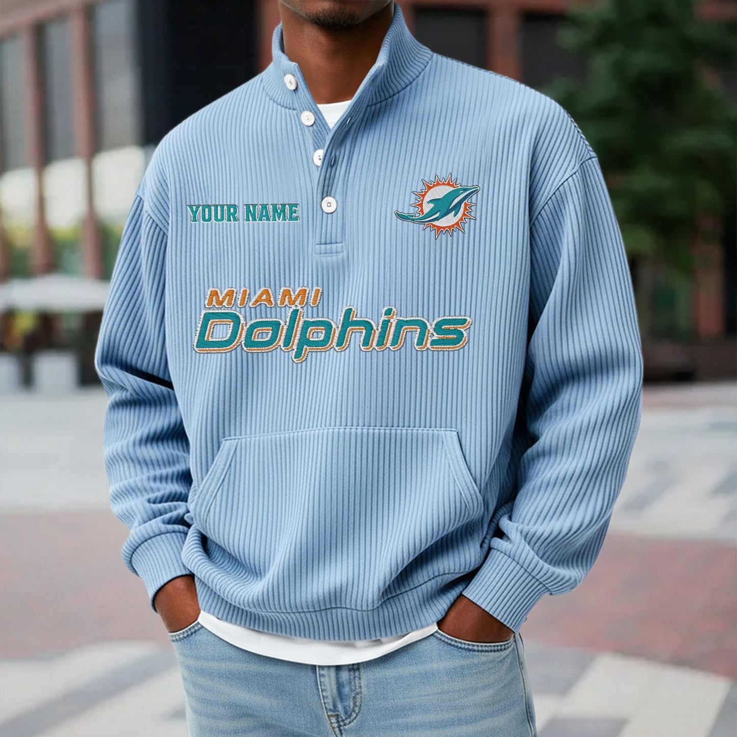 MIA x NFL Waffle High Neck Long Sleeved Sweatshirt DATND TANTD 221125