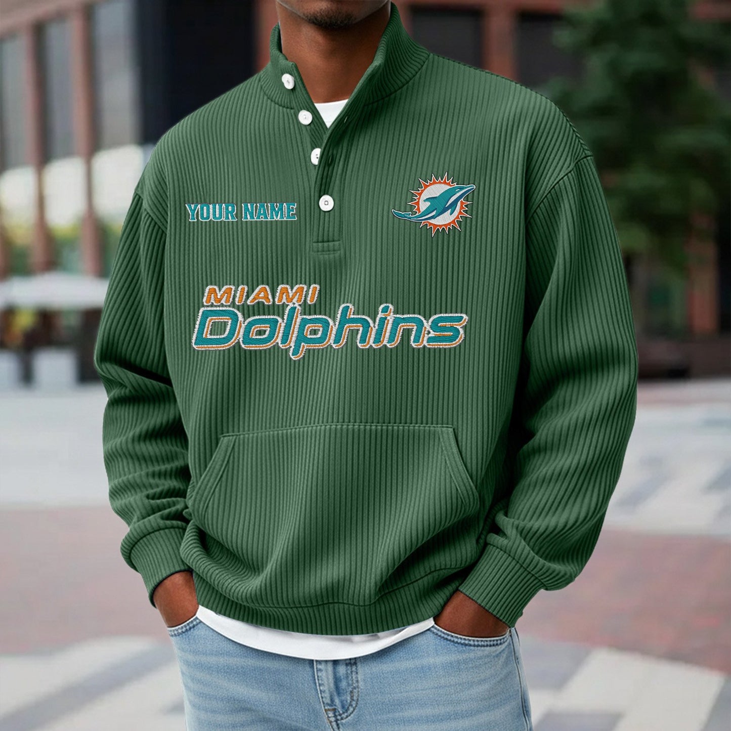 MIA x NFL Waffle High Neck Long Sleeved Sweatshirt DATND TANTD 221125