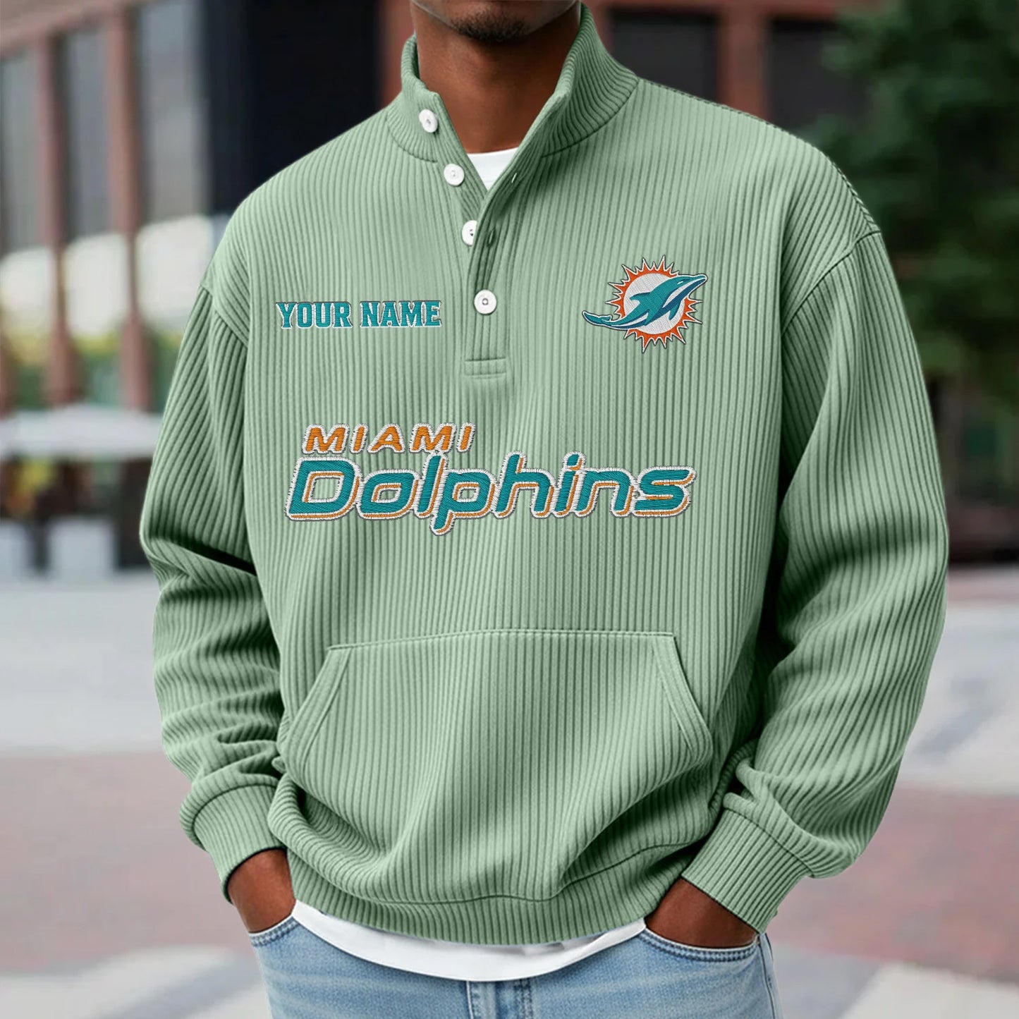 MIA x NFL Waffle High Neck Long Sleeved Sweatshirt DATND TANTD 221125