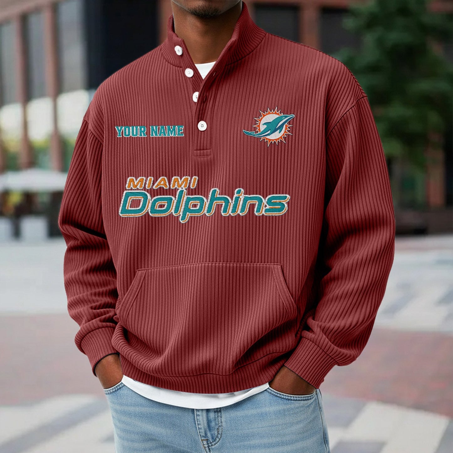 MIA x NFL Waffle High Neck Long Sleeved Sweatshirt DATND TANTD 221125