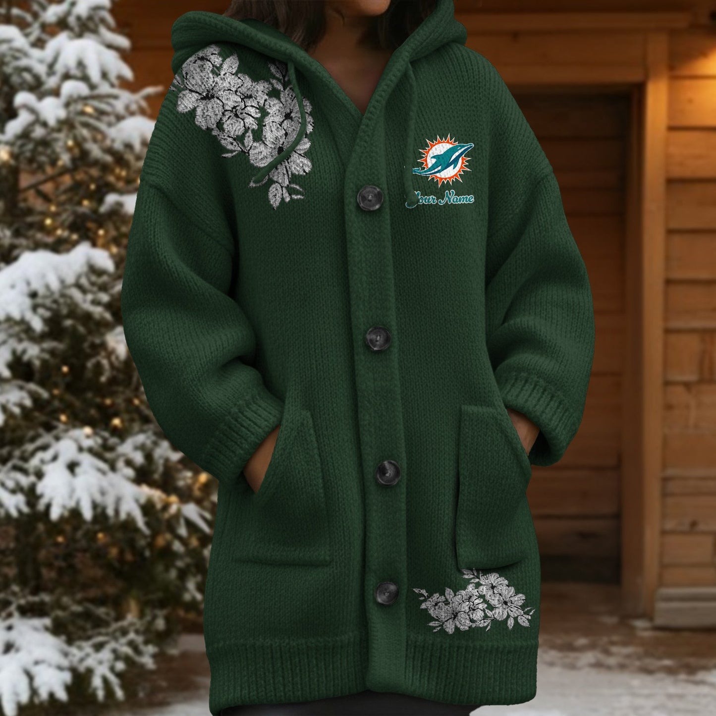 MIA x NFL Women's Casual Knitted Hooded Cardigan DATND TANTD 211125