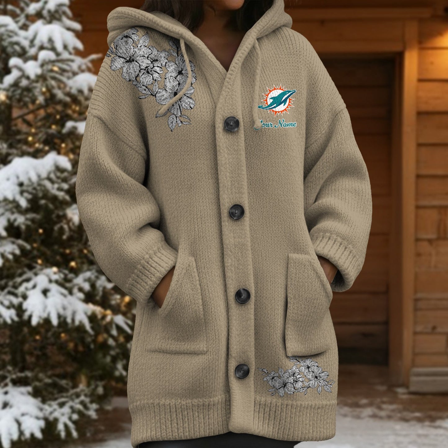 MIA x NFL Women's Casual Knitted Hooded Cardigan DATND TANTD 211125