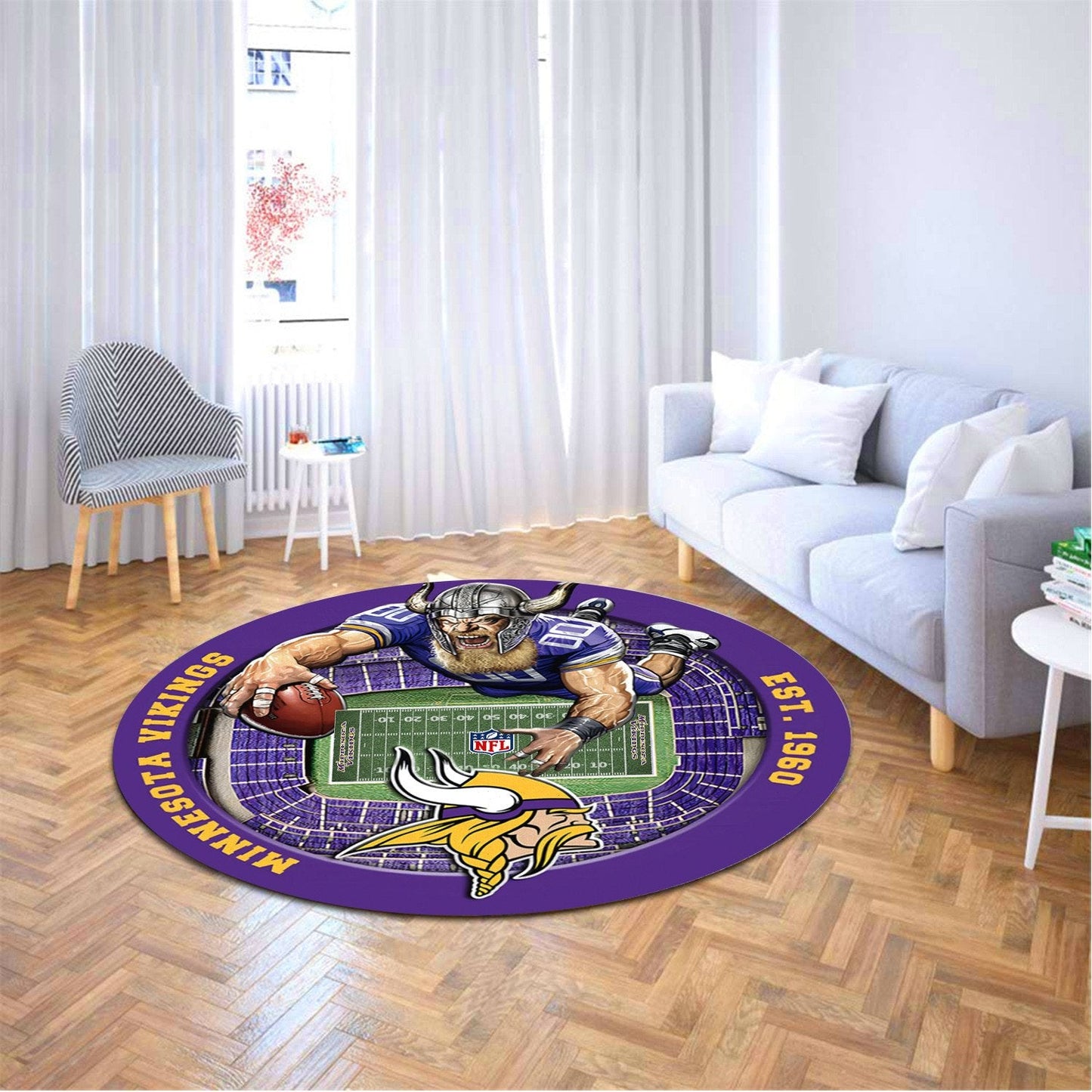 MIN x NFL Luxury 3D Round Rug DatND DVT