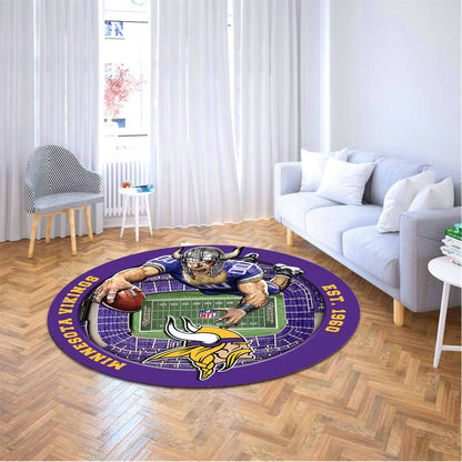 MIN x NFL Luxury 3D Round Rug DatND DVT