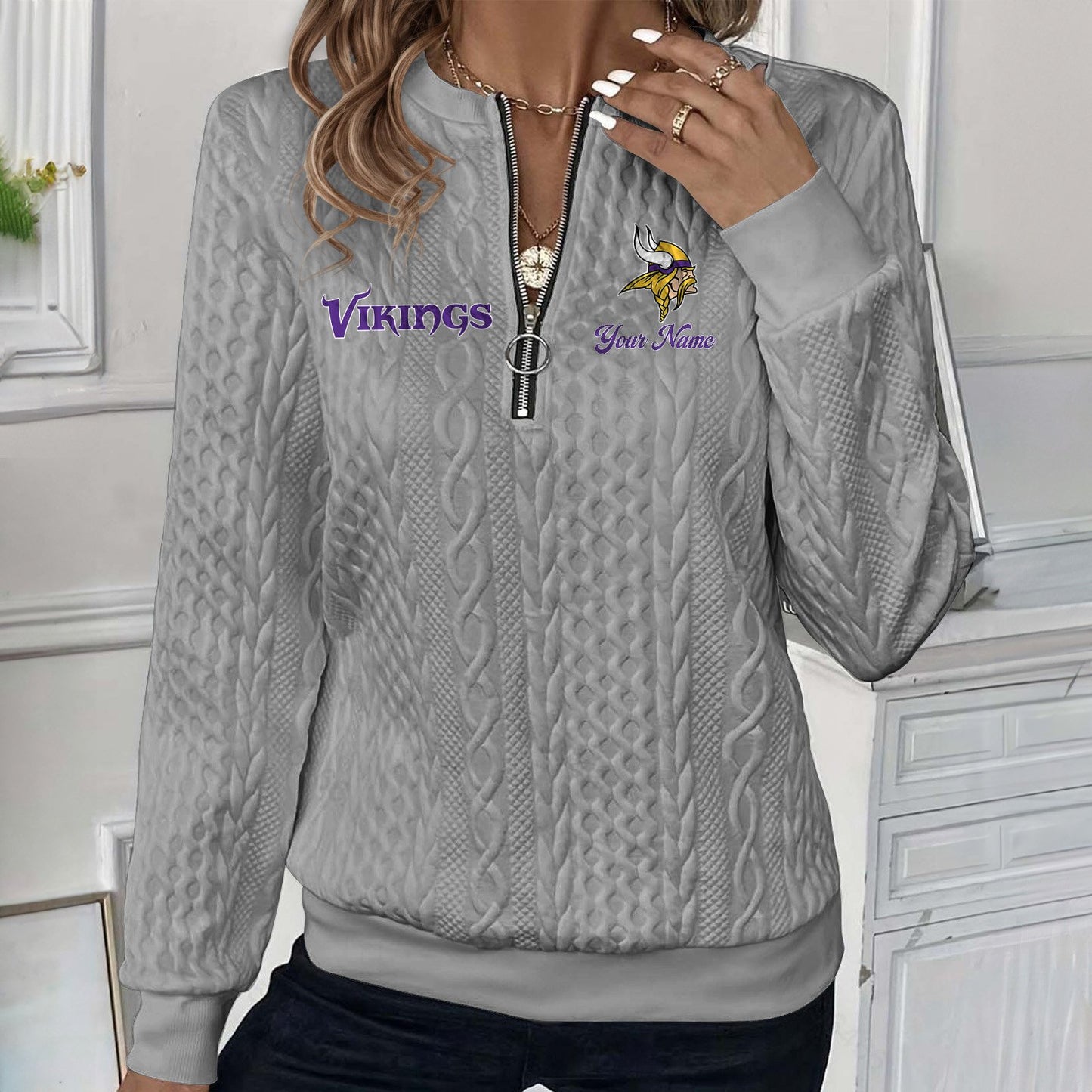 MIN x NFL Women's Quilted Zip-UP Sweatshirt DatND DVT