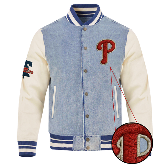 MLB PP Varsity Blues Mens Denim Varsity Jacket DDTCTND