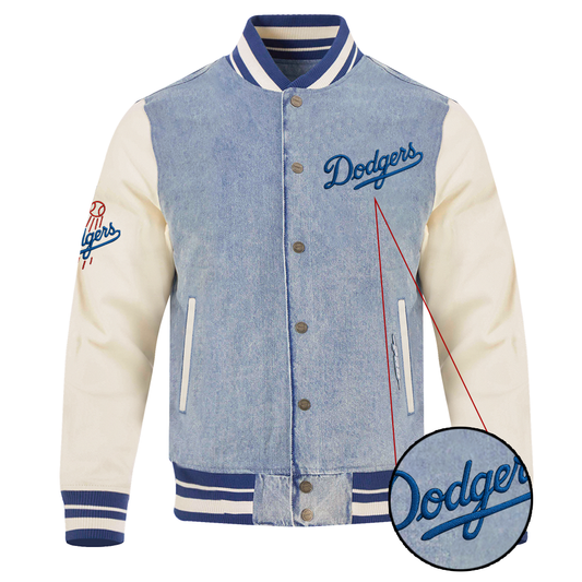 MLB LAD Varsity Blues Mens Denim Varsity Jacket DDTCTND