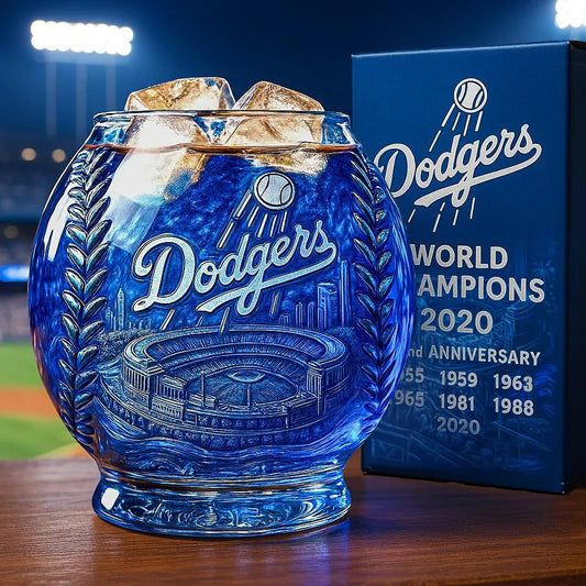 MLB Team Los Angeles Dodgers World Champions  Whiskey Glass V1 NAK