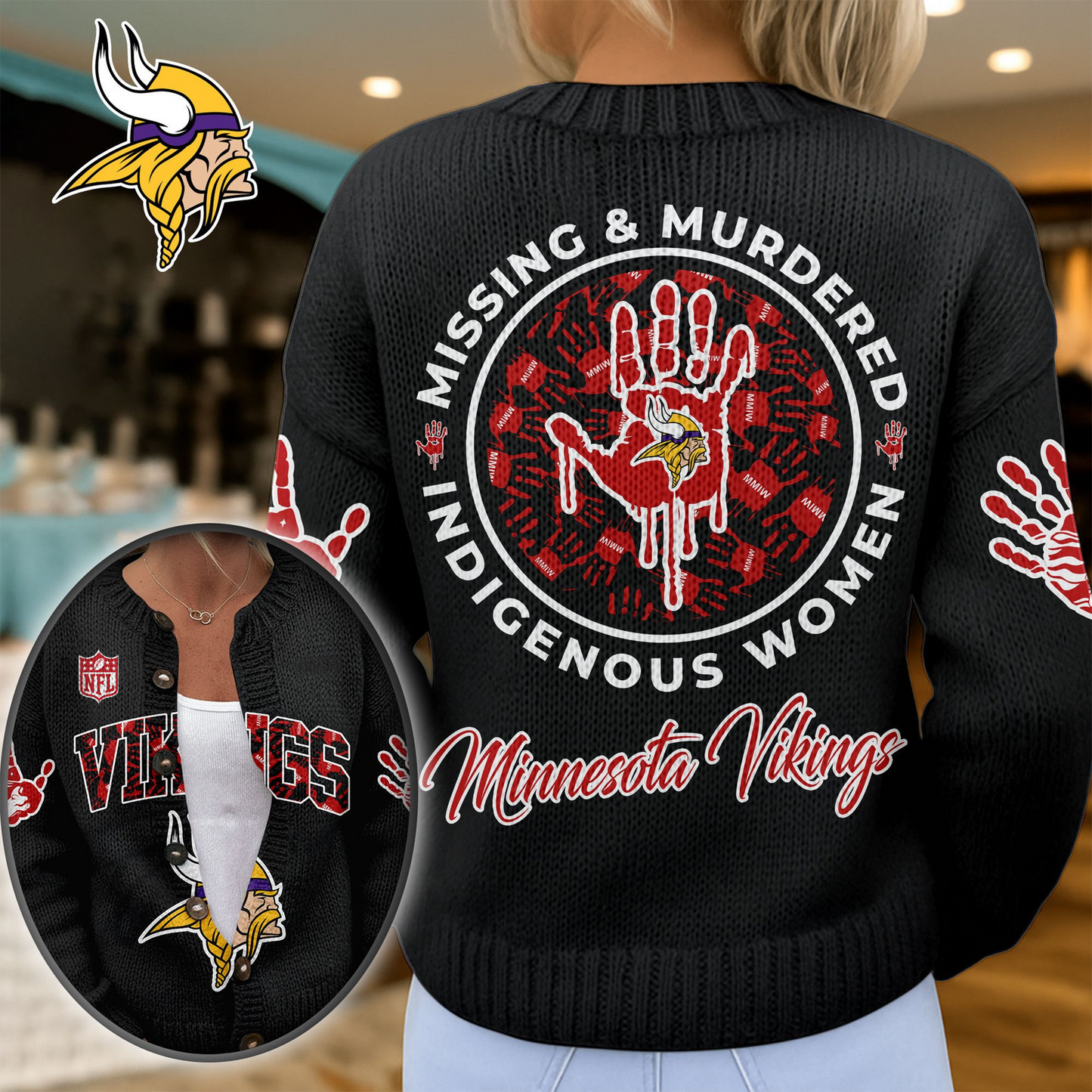 MV Premium NFL Cozy Knit Cardigan DDT NTL