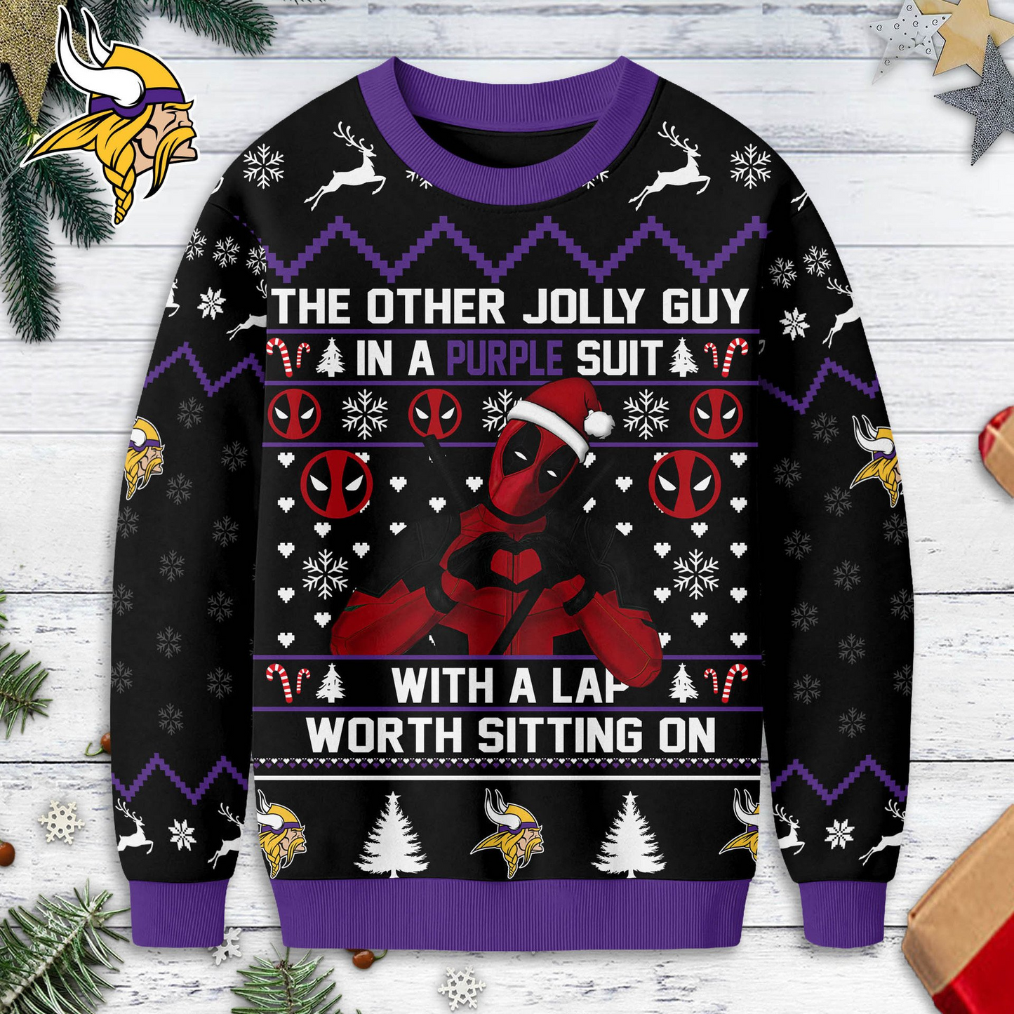 MV Premium NFL Deadpool Christmas Ugly Sweater DDT NTL