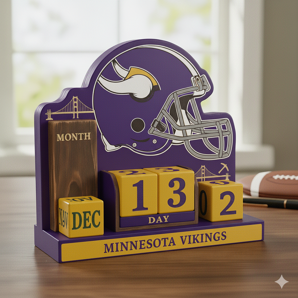 NFL Football Team Perpetural Wood Block Calendar DDT CTND