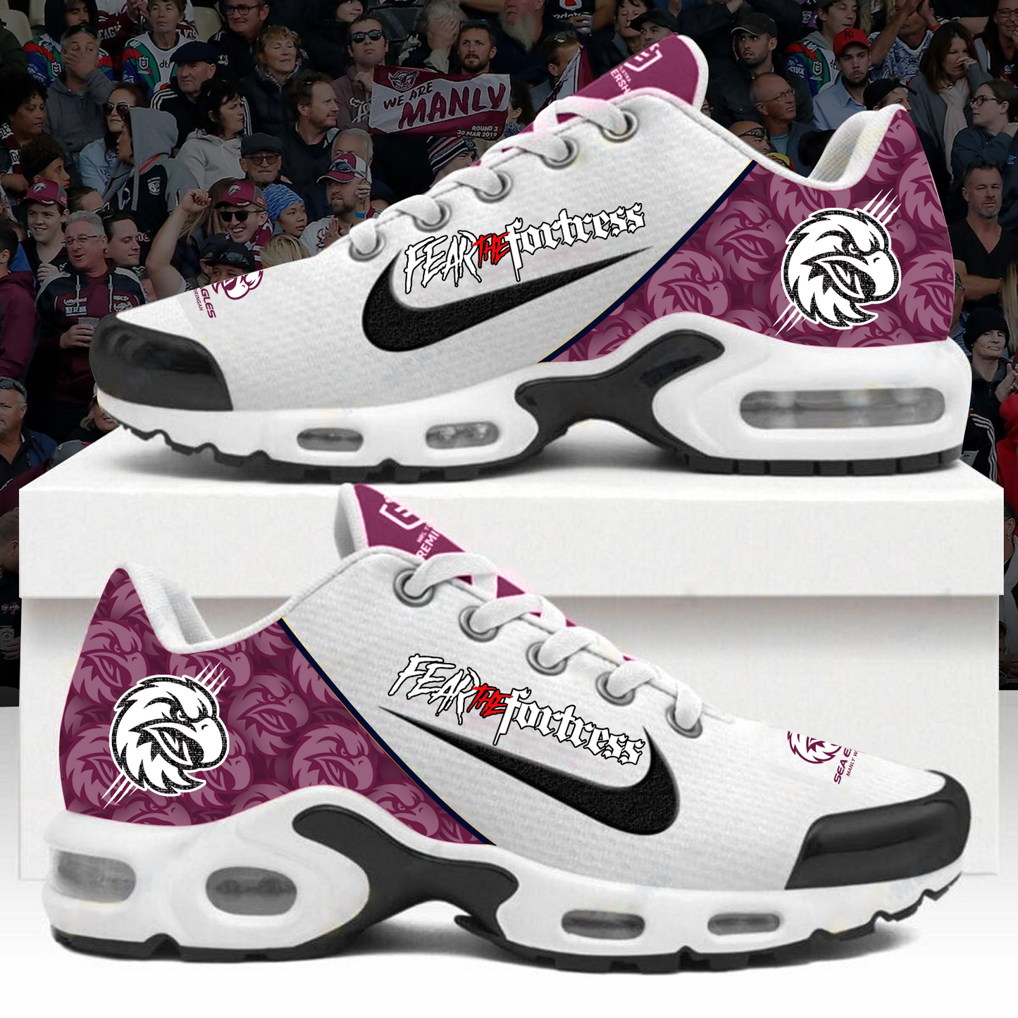 Manly Warringah Sea Eagles NRL 2025 Fear The Fortress Limited Edition Air Max Shoes Plus TM NTA V21