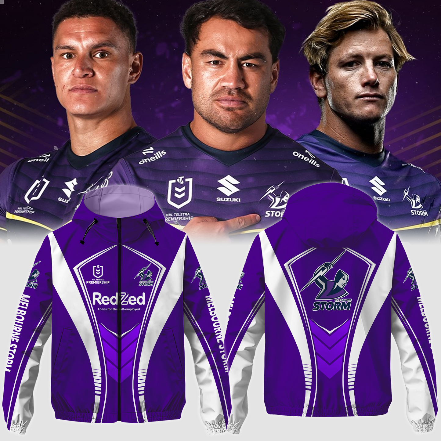 Melbourne Storm NRL 2025 Windbreaker Jacket TM NTA V3