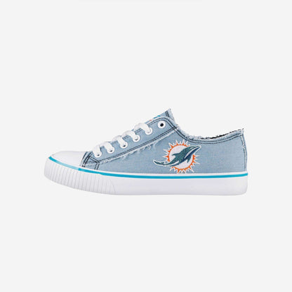 Miami Dolphins Womens Denim Low Top Canvas Shoes NDD