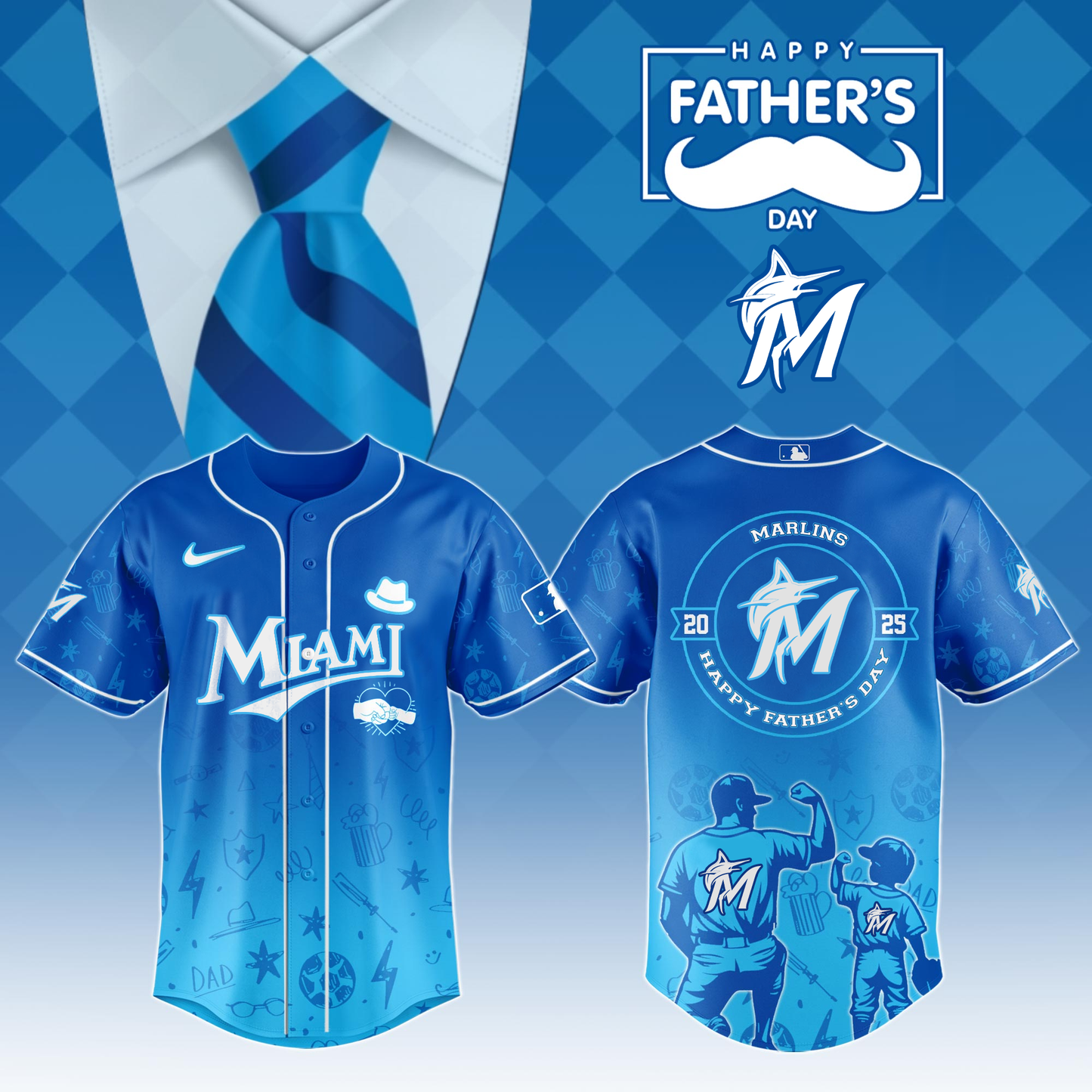 Miami Marlins Special Father’s Day Baseball Jerseys DDTTTV