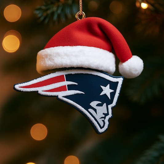 NE x NFL Santa Hat Christmas Ornament 0811 DatND DVT