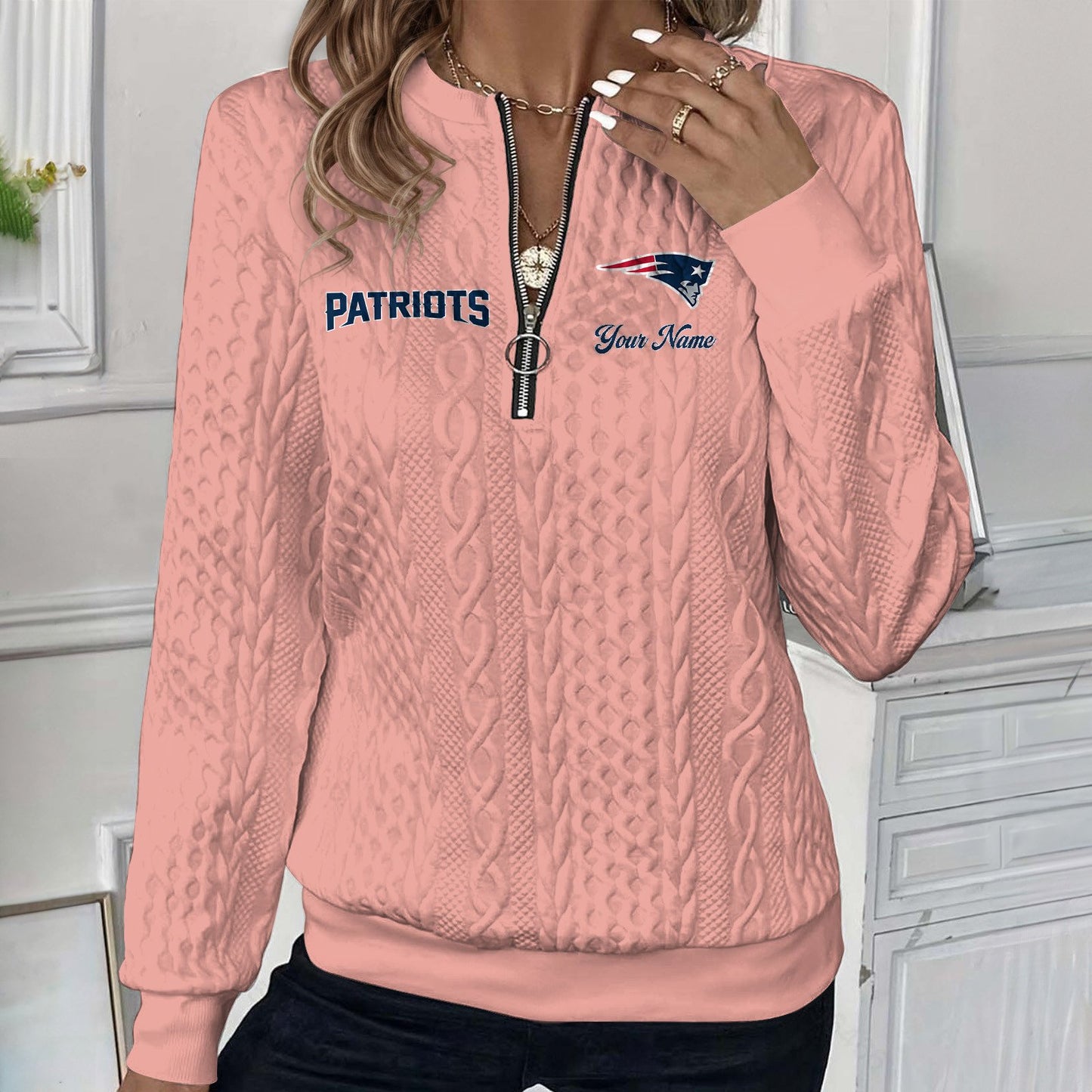 NE x NFL Women's Quilted Zip-UP Sweatshirt DatND DVT