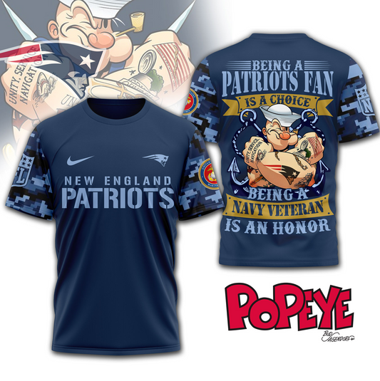 NEP Premium NFL Navy Veteran Popeye 3D Shirt DDT CTND