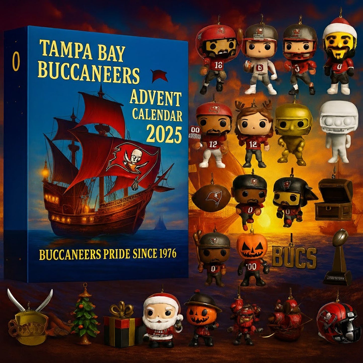 NFL TB Team Advent Calendar Christmas V1 NAK NHM