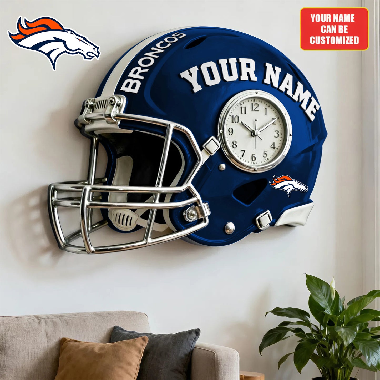 NFL DB Personalized American football helmet sculpture clock 08112025 V1 NAK NHM