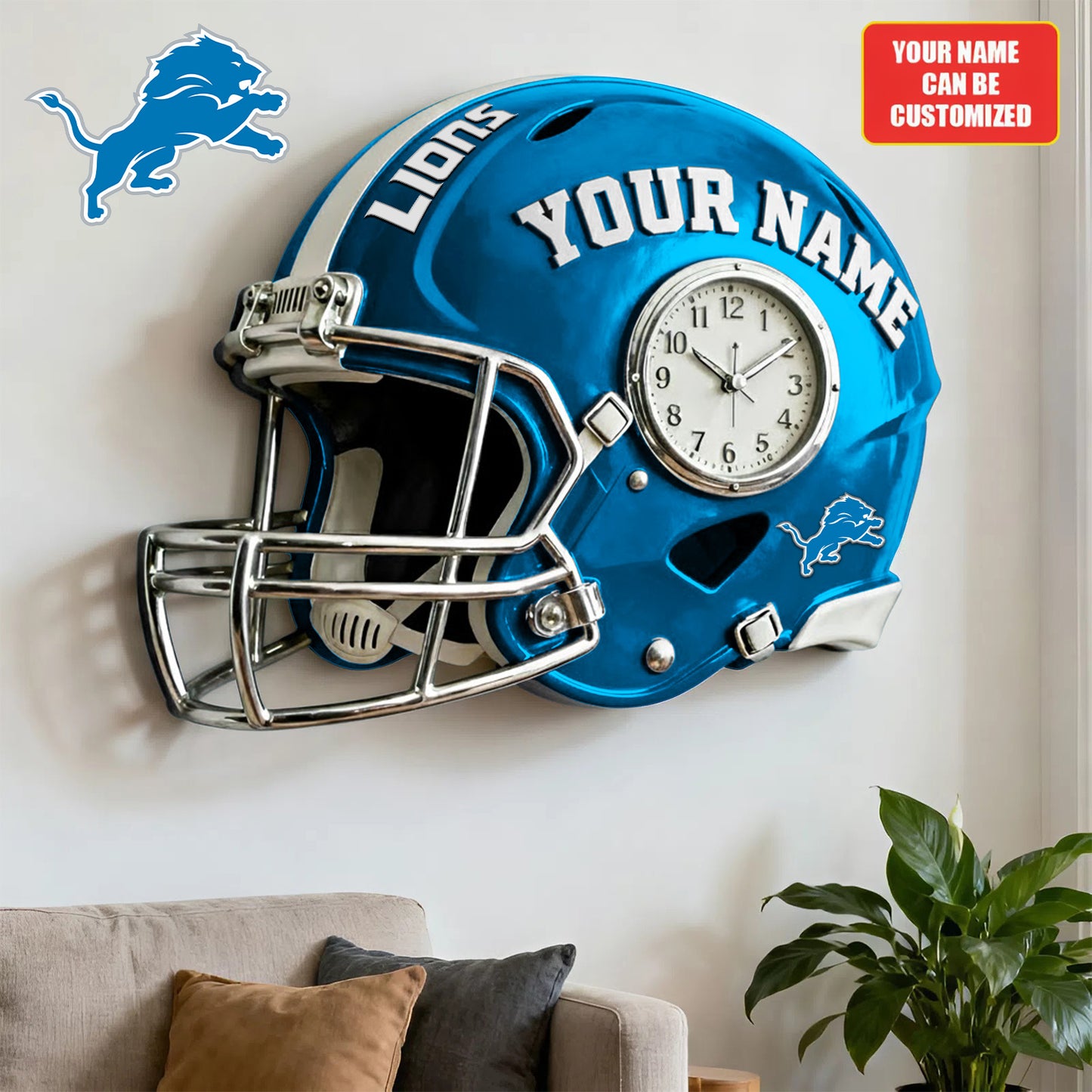 NFL DL Personalized American football helmet sculpture clock 08112025 V1 NAK NHM