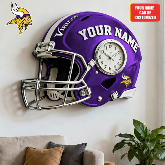 NFL MV Personalized American football helmet sculpture clock 08112025 V1 NAK NHM