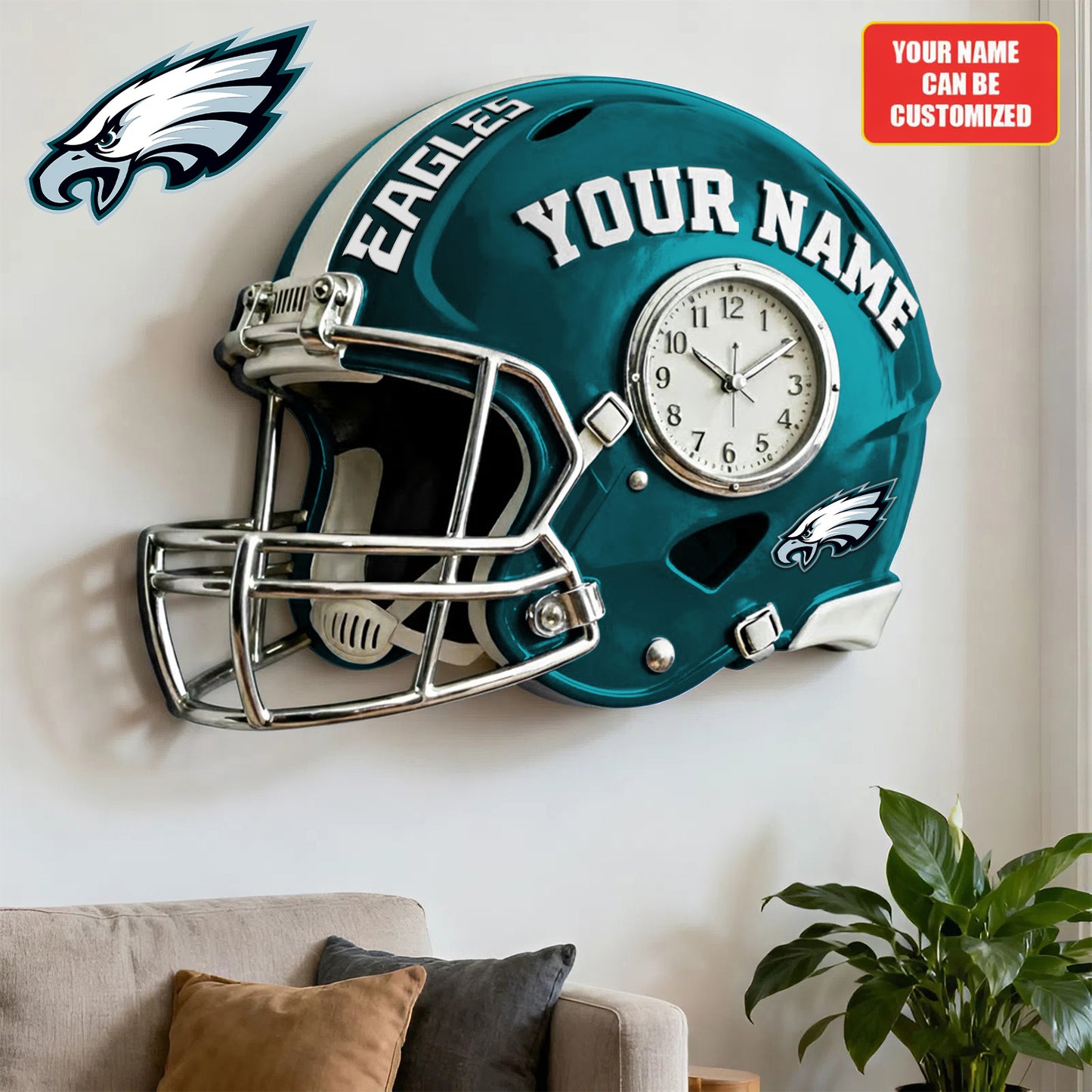 NFL PE Personalized American football helmet sculpture clock 08112025 V1 NAK NHM