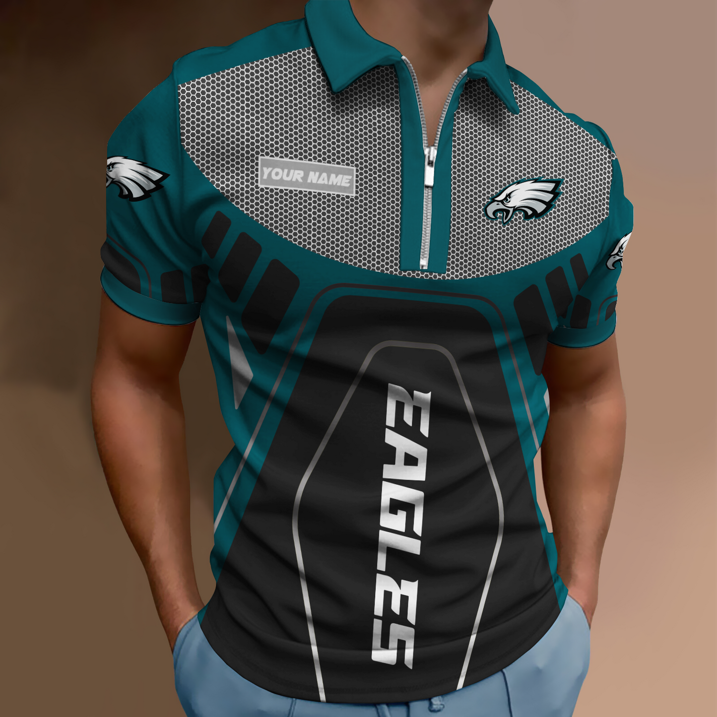 NFL Philadelphia Eagles Zipper Polo Shirt NDD