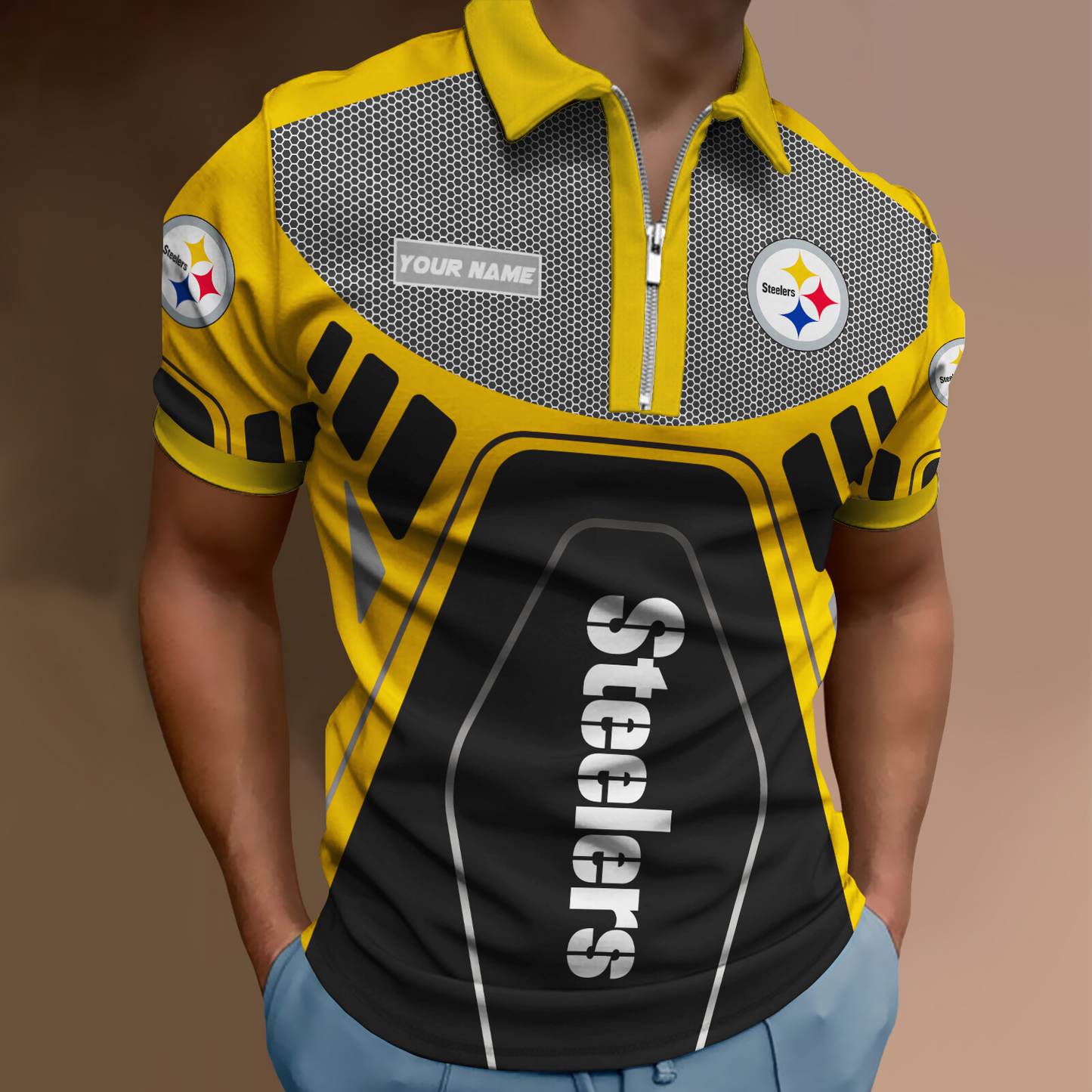 NFL Pittsburgh Steelers Zipper Polo Shirt NDD