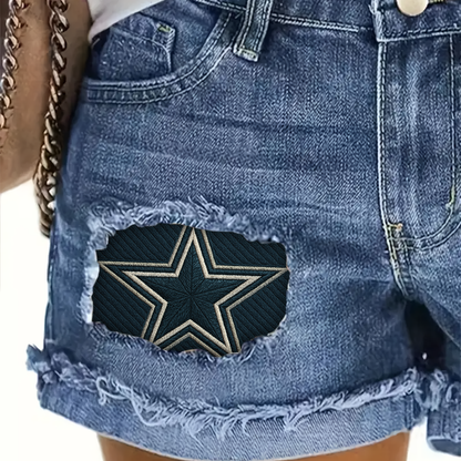 NFL DC Team Logo Rip Print Fashion Denim Shorts DDTCTND