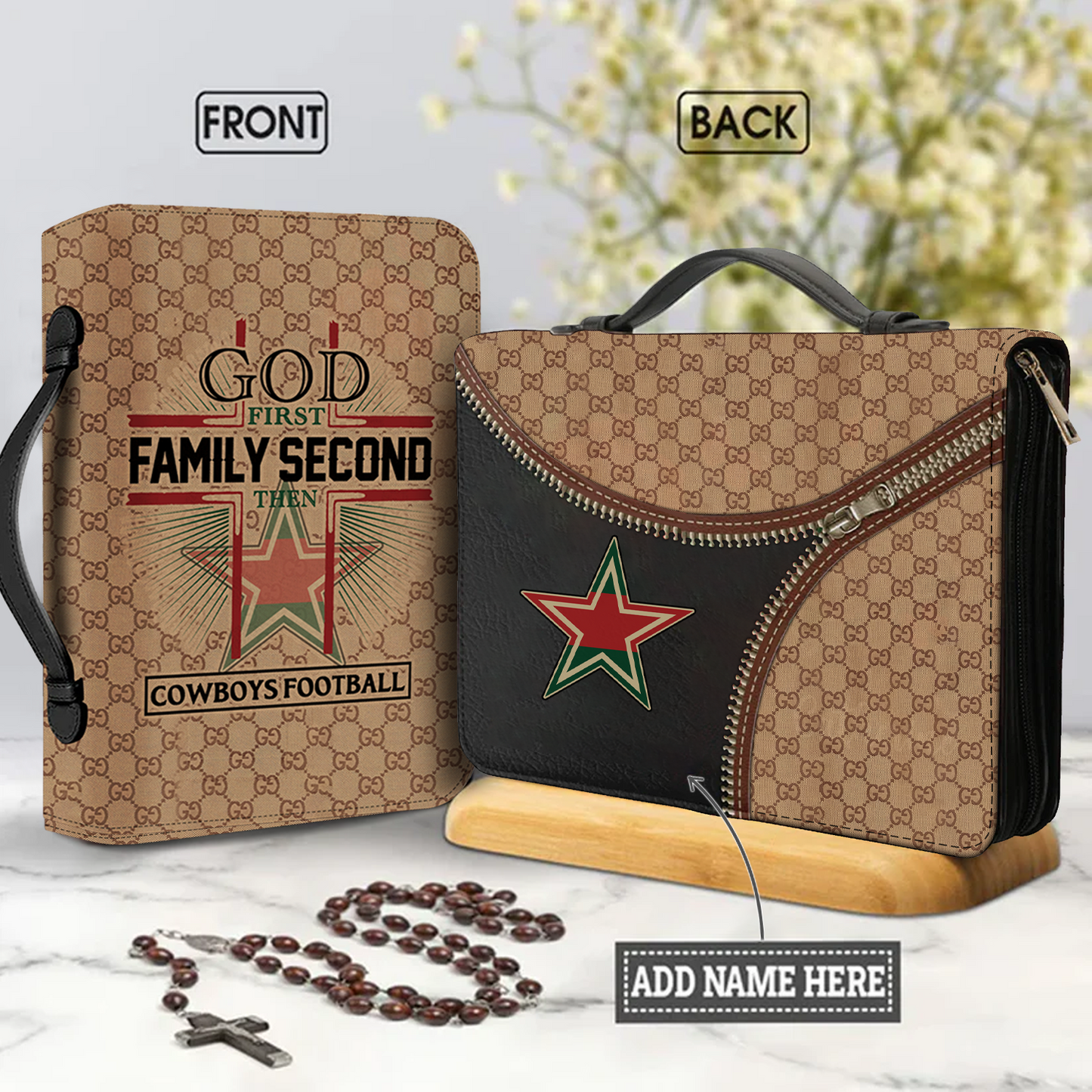NFL First Family Second Personalized Christian Leather Bible Cover Bag
