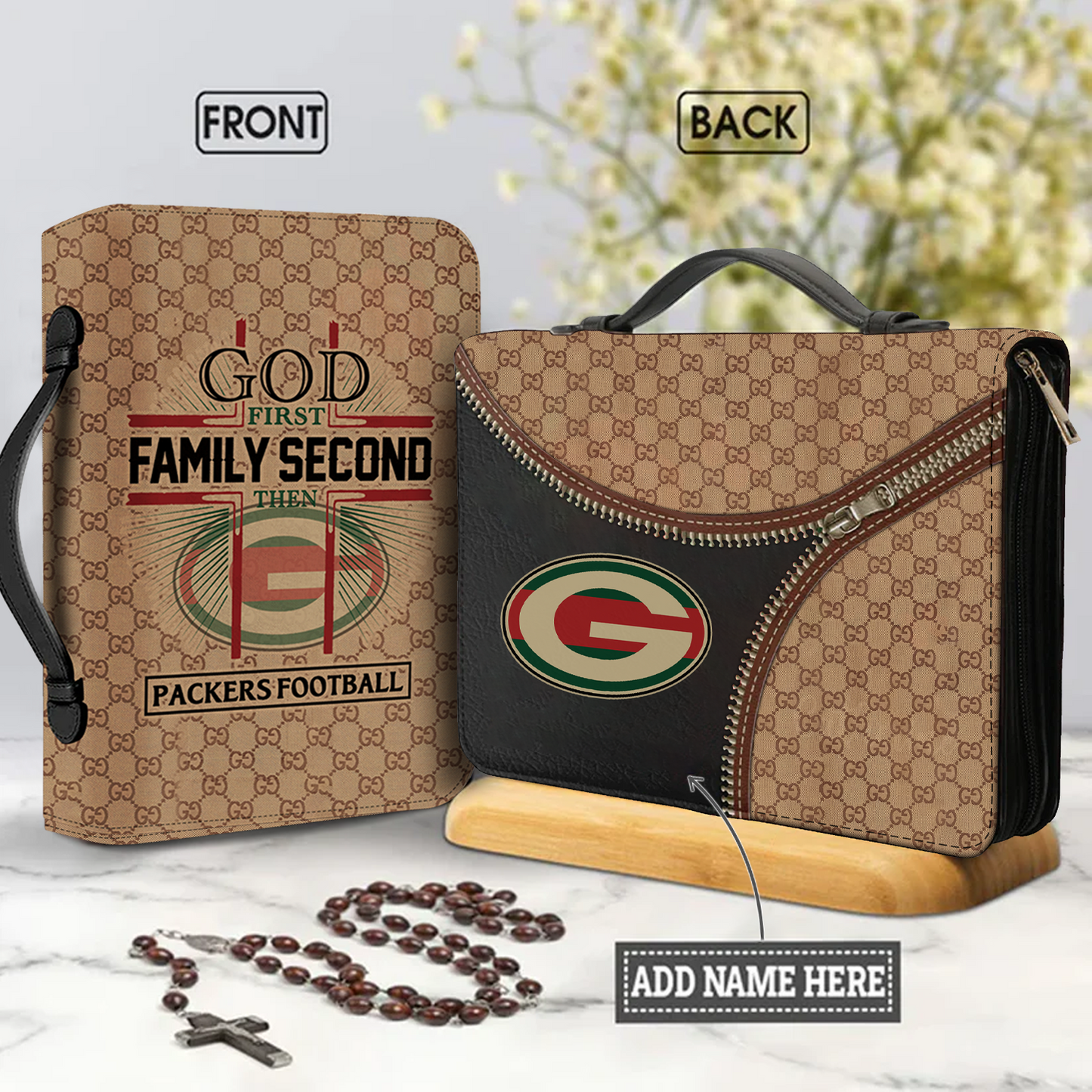 NFL First Family Second Personalized Christian Leather Bible Cover Bag