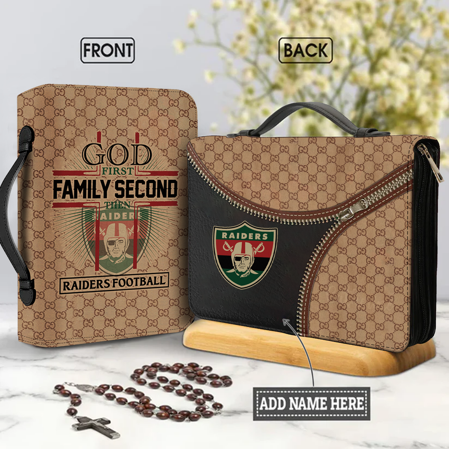 NFL First Family Second Personalized Christian Leather Bible Cover Bag