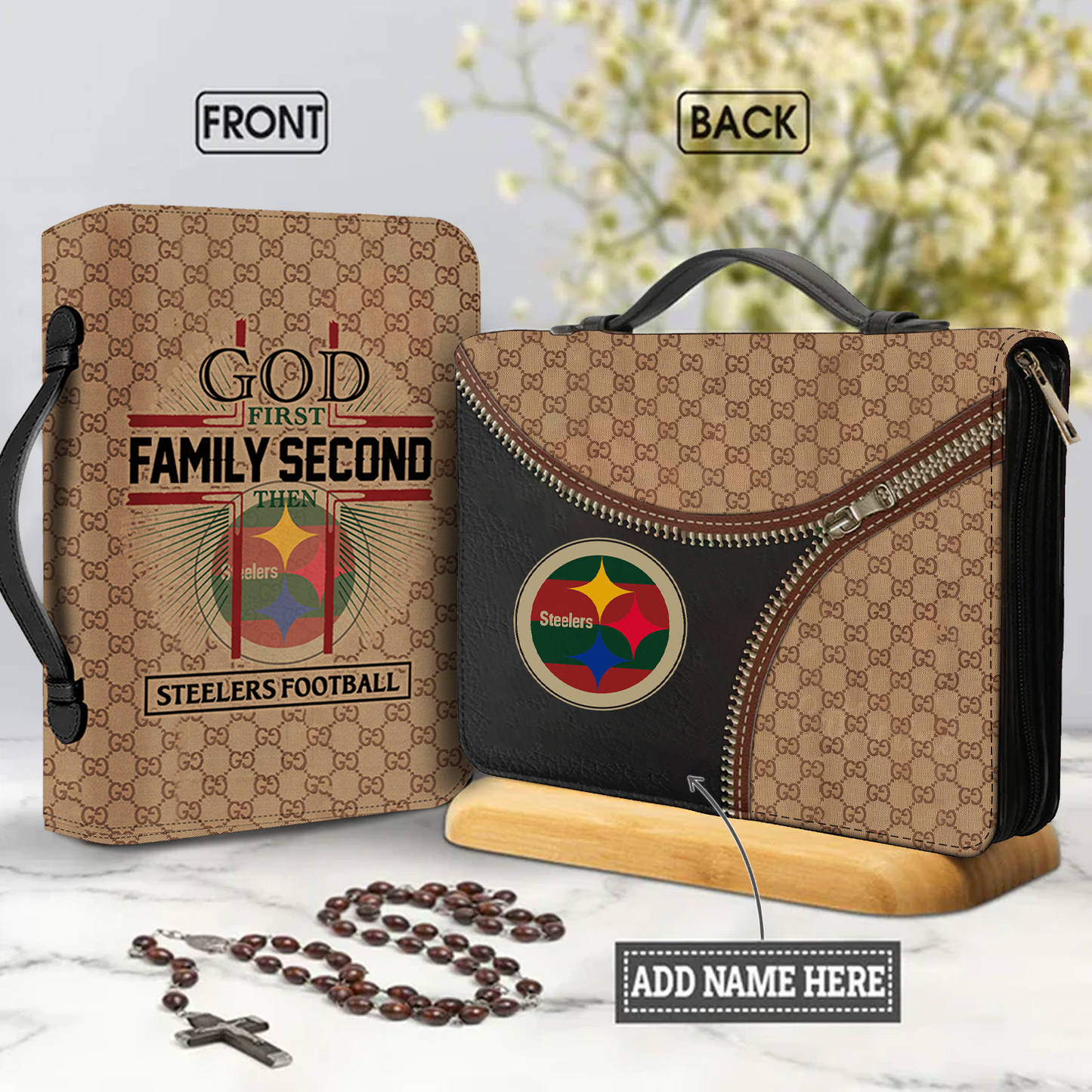 NFL First Family Second Personalized Christian Leather Bible Cover Bag